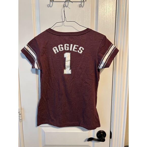 Colosseum Texas A&M V-neck Tee Maroon and White Large - Picture 2 of 3